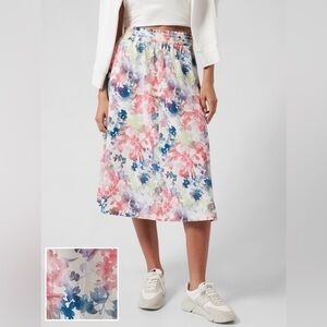 Athleta Jupe Savannah Floral Midi Skirt Size Large Watercolor Athletic Summer